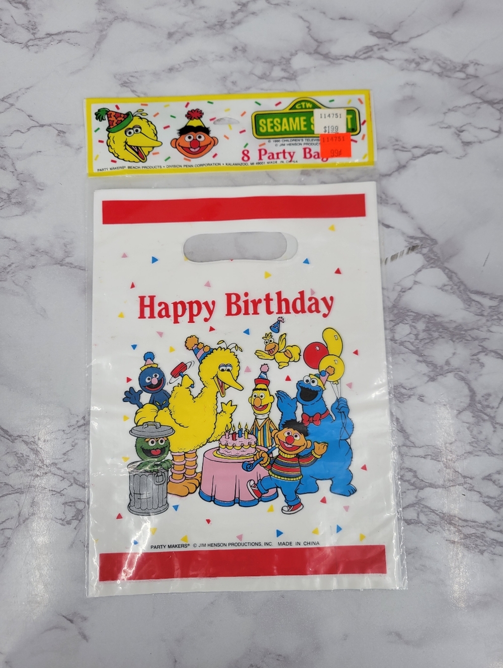 Sesame Street Happy Birthday Party Favor Treat Bags - White, Red, Yellow, Blue